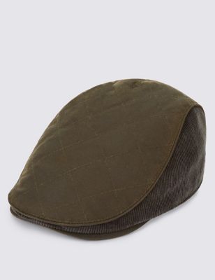 Pure Cotton Waxed Quilted Thinsulate&trade; Flat Cap with Stormwear&trade;